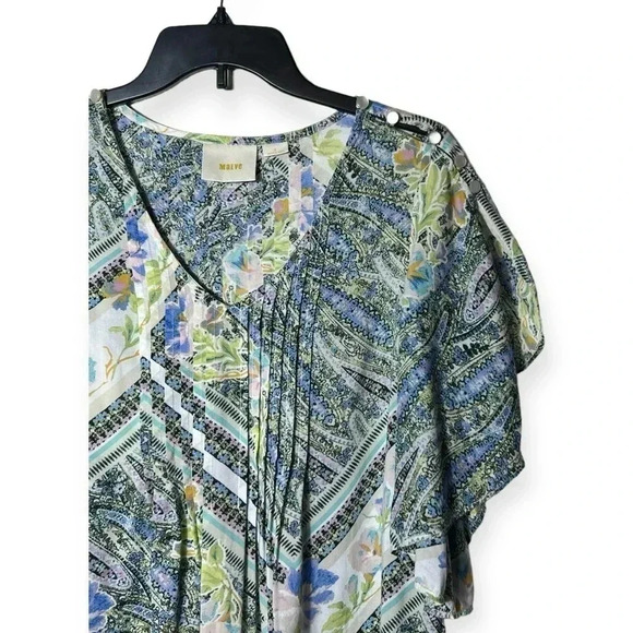 1839. ANTHROPOLOGIE MAEVE FLORAL FLUTTERED MAYA TOPβ SIZE 0 MULTICOLORED FLOWY - Picture 2 of 10